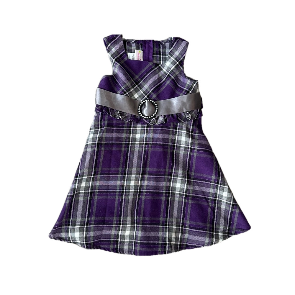 4/20$ Ashley Ann Kids Toddler Purple and Black Plaid dress size 3T
